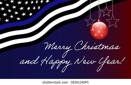 Christmas poster with police flag background