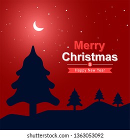 Christmas poster red background. Vector illustration.