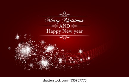 Christmas Poster. Red and White abstract snow illustration