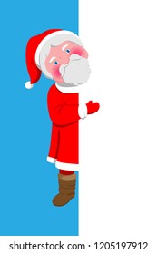 Christmas poster with Santa Claus and copy space. Vertical. Vector illustration.