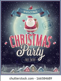 Christmas Poster with Santa. Vector illustration.