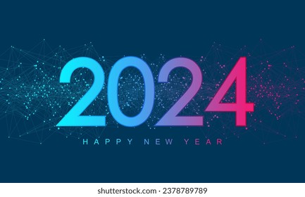 Christmas poster template 2024 in the style of new digits electronic technology. New year, merry christmas 2024 congratulations card in cyber computer design. Tech digital banner or header 2024 year.