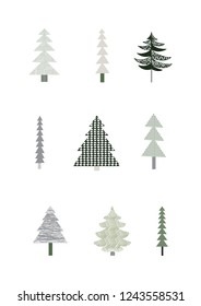 Christmas poster with trees, design print