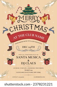 Christmas Poster with various christmas decoration