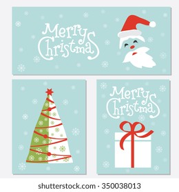 Christmas Posters set.Template for Greeting Scrapbooking, Congratulations, Invitations. Vector illustration. 