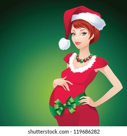 Christmas pregnant Santa beauty