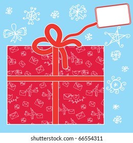 Christmas present background - box and snow