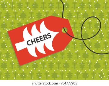 Christmas Present Box card design. Vector illustration.