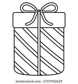 Christmas Present Box doodle line art outline