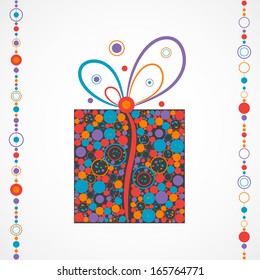Christmas present box made from circles (vector)