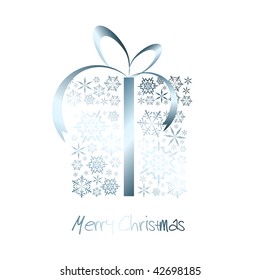 Caja de regalo de Navidad hecha de copos de nieve de plata (vector)