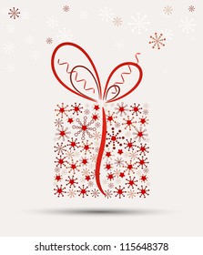 Christmas present box made from snowflakes (vector)