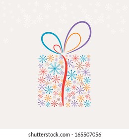Christmas present box made from snowflakes (vector)