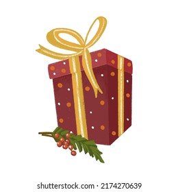 Weihnachtsgeschenkbox auf weißem, isoliertem Hintergrund. Vektorgrafik