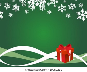 Christmas present box with snowflakes
