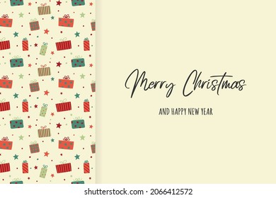 Christmas present boxes on a background with wishes. Xmas greeting card. Vector