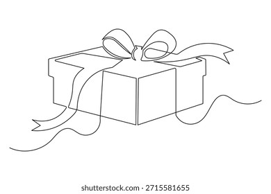 Christmas present continuous outline drawing simple style celebration