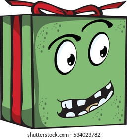 Christmas present emoticon vector illustration
