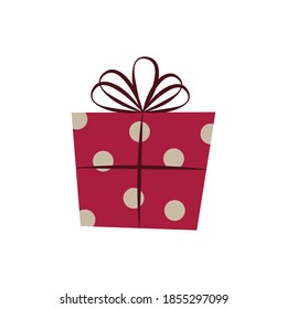 Christmas present flat vector illustration.