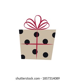 Christmas present flat vector illustration.