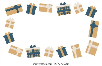 conjunto de ilustraciones del marco actual de Navidad
