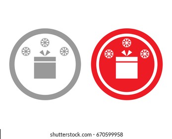 Christmas present/ gift box icons with snow flake isolated on white background. EPS10 vector illustration. Monochrome and red color. Vector for christmas card, fashion design, wrapping paper, cover.