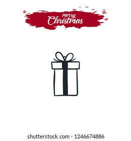Christmas present, gift box illustration vector icon