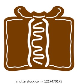 Christmas present gingerbread cookie. Vector illustration design