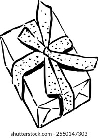Weihnachtsgeschenk .Handgezeichnete Tintenvektorgrafik.