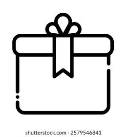 Christmas Present Icon in Line Style