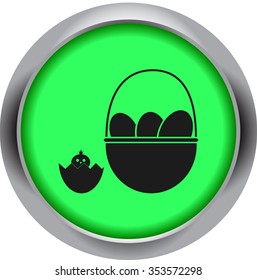 Christmas present icon with magic stars on colorful metallic round background