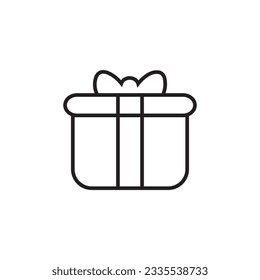 Christmas present icon. Christmas and new year flat line icons. Winter holidays sale decor. Signs and symbols for xmas party celebration, greeting cards. Isolated element. Vector illustration.