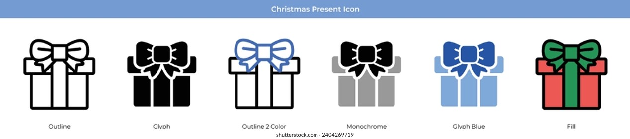 Christmas Present Christmas Icon Set Vector
