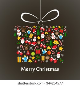 Christmas present  made of colourful Christmas elements