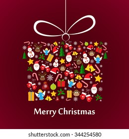 Christmas present  made of colourful Christmas elements