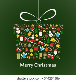 Christmas present  made of colourful Christmas elements
