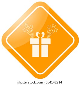 Christmas present with magic stars  icon on colorful background