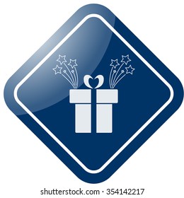 Christmas present with magic stars  icon on colorful background