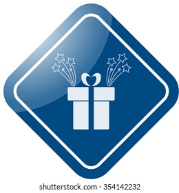 Christmas present with magic stars  icon on colorful background