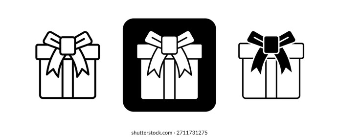 Weihnachtsgeschenk Vollständige Farbe und schwarze Linie Zeichnung Vektorgrafik-Set