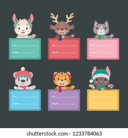 Christmas present tags with cute animals