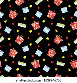 Christmas presents boxes seamless patter