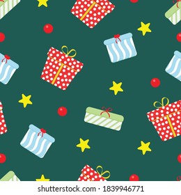 Christmas presents boxes seamless patter