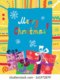 Christmas presents card with frame