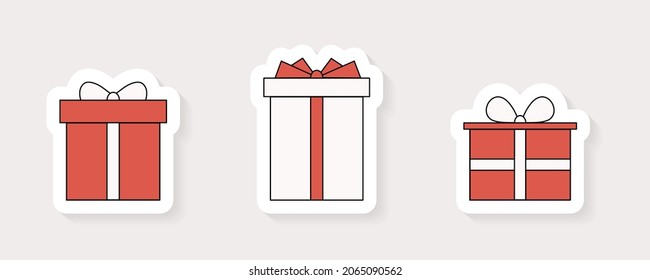 Christmas presents. Collection of icons. Vector