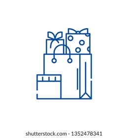 Christmas presents line icon concept. Christmas presents flat  vector symbol, sign, outline illustration.