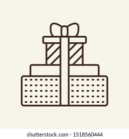 Christmas presents line icon. Winter, New Year, holiday. Christmas concept. Vector illustration can be used for topics like winter holidays, entertainment, Christmas