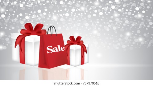 Christmas presents nad shopping bag, vector