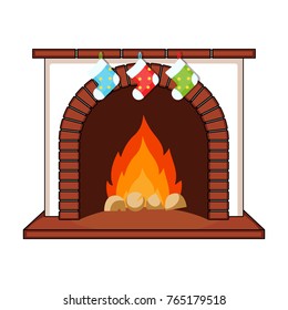 Christmas presents on the fireplace single icon in cartoon style for design. Christmas vector symbol stock illustration web.