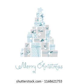 Christmas presents. Scandinavian style. Vector illustration, hand drawing. Merry Christmas and Happy New Year . EPS10 vector.